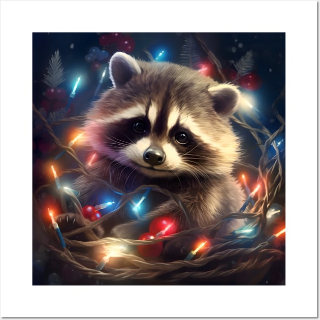 Christmas raccoon Wall Art by beangeerie